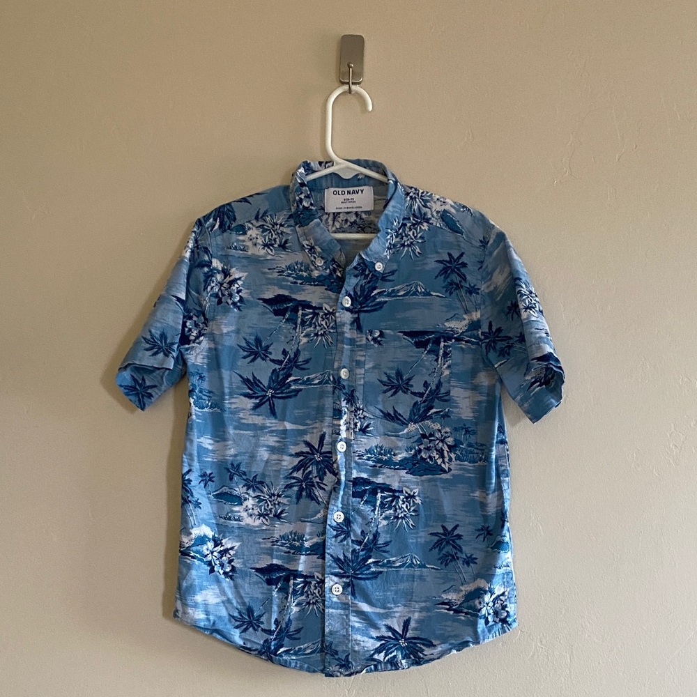 Old Navy Kid’s Blue Palm Print Shirt